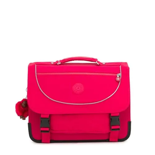 Kipling PREPPY Mittelgroße Schultasche, True Pink (Rosa) - Stylische Schulranzen mit fluoreszierendem Regenschutz, wasserabweisend und ideal für Schule und Freizeit. Maße: 33x41x17.5 cm, 15L Volumen.