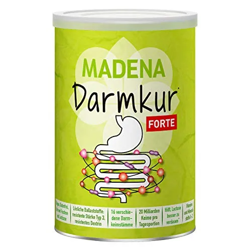 Madena Darmkur Forte Pulver 600 g - Effektive Unterstützung für die Darmgesundheit - Arzneimittel mit 20 Milliarden Keimen pro Portion, fördert die Verdauung und enthält wertvolle Ballaststoffe ohne Inulin für empfindliche Mägen.