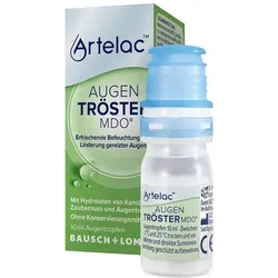 Artelac Augentröster MDO Augentropfen - Arzneimittel zur Linderung von trockenen und gereizten Augen, enthält natürliche Hydrolate aus Kamille und Zaubernuss für befeuchtende Wirkung.