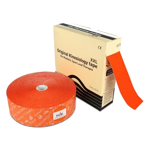 Nasara Original Kinesiologie Physio XXL Tape - 5cm x 32m, Orange - Medizinische Tapes & Zubehör, ideal für Physio- und Arztpraxen. Das XXL Tape bietet optimale Unterstützung und Vitalisierung für Sportler und Patienten.