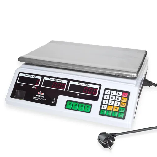 Dema Profi Obstwaage DOW40D - Digitale Marktwaage bis 40kg - Großküchentechnik mit hoher Präzision: Die DEMA Obstwaage DOW40D bietet eine Genauigkeit von 2g und ein gut lesbares LCD-Display, perfekt für den professionellen Einsatz.