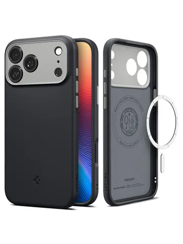 Spigen Nano Pop MagSafe Hülle für iPhone 17 - Schwarz Sesam - Hochwertige Hülle aus TPU mit Silikon-Feeling, kompatibel mit MagSafe und kabellosem Laden. Militärstandard zertifiziert für optimalen Schutz und stylisches Design.