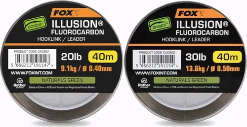 Fox Edges Illusion Fluorocarbon 30lb 13.6kg (0.50mm) x 40m - Naturals Green