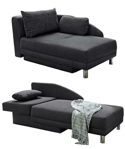 luma-home Recamiere 15121 mit Bettfunktion - Moderne Longchair mit Federkern und praktischer Schlaffunktion. Verwandeln Sie sie in ein bequemes Schlafsofa mit einer Liegefläche von 200x84 cm und nutzen Sie den integrierten Bettkasten für zusätzlichen Stauraum.