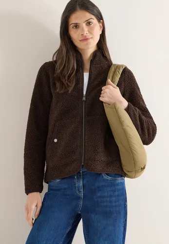 Cecil TOS Teddy T-Shirtjacke Macchiato Brown M - Stylische T-Shirtjacke mit Stehkragen und praktischen Seitentaschen, ideal für entspannte Tage. Maße bei EU-Größe M: Brustweite 56,5 cm, Länge 64 cm, Armlänge 62 cm.