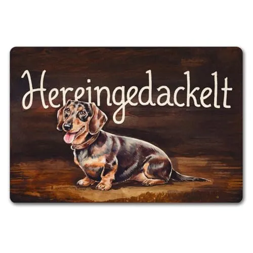 speecheese Hereingedackelt Fußmatte 40x60 cm – Dackel Aquarell-Design - Einladung mit Charme: Die Fußmatte in 40x60 cm bringt mit ihrem Dackel-Aquarell und dem Spruch 'Hereingedackelt' Stil in Ihr Zuhause. Rutschfest und hochwertig – perfekt für Dackel- und Hunde-Liebhaber.