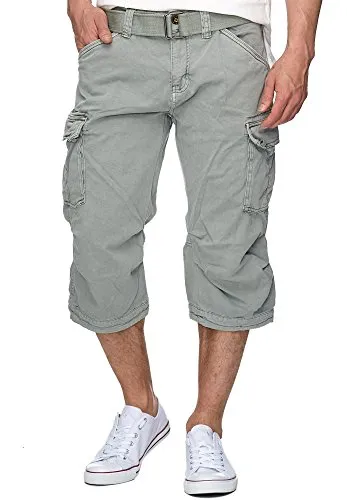Indicode Herren Nicolas Check 3/4 Cargo-Shorts inkl. Gürtel - Wanderhosen aus hautfreundlicher Baumwolle, ideal für aktive Freizeit mit praktischen Taschen und modischem Karodesign.