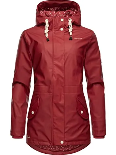 NAVAHOO Damen Regenjacke "Oceans Heart", blutrot, Gr. S (36) - Funktionsjacke mit stylischem, figurumspielendem Schnitt und großer Kapuze - ideal für nasses Wetter. Wasserdicht und wärmend, perfekt für die Übergangszeit!