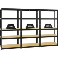 PROREGAL® Schwerlastregal MegaDeal 3x Slim Elephant 180x90x45cm - Schwerlastregale Set mit 5 Ebenen, 350 kg Traglast pro Ebene. Ideal für Werkstatt und Garage. Einfache Steckmontage, verstellbare Böden und flexible Nutzung als Werkbänke.
