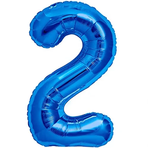 Luftballon 2. Geburtstag Zahl 2 Blau XXL Riesen Folienballon 100cm Geburtstagsdeko Jungen Ballon Zahl Deko zum Geburtstag. Fliegt mit Helium.