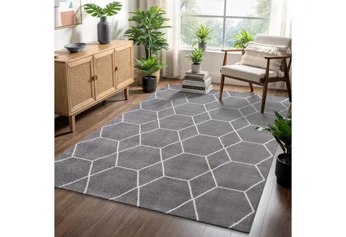 Sanat Teppich Trellis – Rechteckig, 10 mm Höhe, Kurzflor, Skandi-Boho-Stil - Der stilvolle Sanat Teppich Trellis überzeugt mit modernem geometrischen Design und passt perfekt zu verschiedenen Einrichtungsstilen. Erhältlich in verschiedenen Farben und Größen für Ihre individuelle Raumgestaltung.