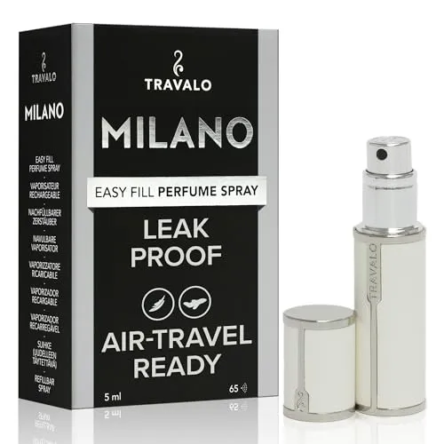 Travalo Milano White Parfümzerstäuber - Patentiertes Refill Pump System, auslaufsicher und robust für feinen Sprühnebel – ideal für unterwegs.