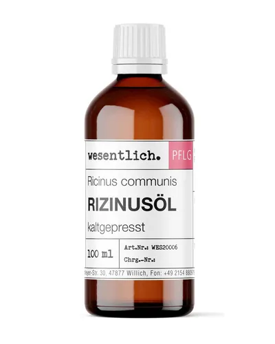 Rizinusöl kaltgepresst von wesentlich - 100ml - Reines Rizinusöl (Ricinus communis) ohne Zusatzstoffe, ideal zur Pflege von Haut, Haar, Wimpern und Augenbrauen.