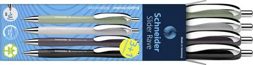 Schneider Schreibgeräte Slider Rave XB Trend 25, Box 4 Stück sortiert 132684 Kugelschreiber Schreibfarbe: Blau 4 St.