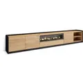 Skraut Home - Tv-schrank, Lowboard, 310x37x50cm, Für Tv-geräte Bis Zu 80", Elektrokamin., Eiche Schwarz