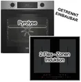 Herdset Pyrolyse Backofen + Induktionskochfeld 2 Doppel-Flexzonen Booster Slider