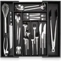 budu Besteckkasten #45 (Tiefe 45cm) aus Bambus - Schwarz - Schubladen Ordnungssystem für die Küche - Besteckkasten für Schubladen aus Bambus - Ausziehbar - Kitchen drawer organizer - Kitchen organizer