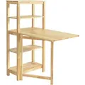 SoBuy Esstisch mit Regalen Klapptisch Schreibtisch 98x126x60cm Natur FWT70-N