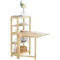 Sobuy Fwt70-n Klappbarer Esszimmertisch Mit Regal Esstisch Aus Kautschukholz Klapptisch Küchentisch Schreibtisch Holztisch Für Küche, Esszimmer Bht Ca.: 98x126x60cm