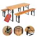 Stagecaptain BBK-110 Hirschgarten Bierzeltgarnitur für Kinder - Kurze Version mit 110 cm Länge - Klappbare Festzeltgarnitur 1x Tisch 2X Bank - Sitzgarnitur aus Holz - Innen & Außenbereich - Natur