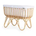 Béaba CHILDHOME, Babywiege aus Rattan, rechteckig, Matratze inklusive, sehr leicht, Verwendung bis 9 kg, 90 x 50 x 70 cm, Jerseybezug, Ecru