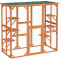 Freilaufgehege Katzen 168 X 82 X 166,5 Cm Mit 6 Liegeflächen, Wetterfestes Katzengehege Garten, Katzenhaus Mit Drahtgitter Und Bitumen Dach - Wiltec