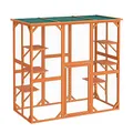 Wiltec Freilaufgehege Katzen 168 x 82 x 166,5 cm mit 6 Liegeflächen, wetterfestes Katzengehege Garten, Katzenhaus mit Drahtgitter und Bitumen Dach