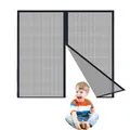 Magnet Fliegengitter Fenster 56 x 70 cm Ohne Bohren mit Vollmagnetstreifen Magnetischer Fliegenvorhang Moskitonetz für Terrassentüren Räume, Schwarz