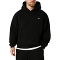 Smilodox Hoodie Dawson, Hochwertiger Kapuzenpullover im Oversize Fit, Sweatshirt Sweater Lässig Kängerutasche Metallabel hoher Baumwollanteil schwarz M