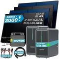 SUNNIVA 2000W Balkonkraftwerk mit 4.48 kWh Speicher MARSTEK 2x B2500-D, BIFAZIAL FULLBLACK komplett Steckdose, PV Solaranlage Komplettset mit Solarspeicher, 4x 500W N-Type Glas Bifacial Module