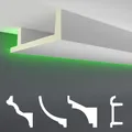 HEXIM LED Stuckleisten Muster - Indirekte Beleuchtung mit Deckenleisten aus PU, leicht & lichtundurchlässig- (20cm LED-12) Dekoration Ecke Spot Innen