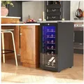 HOMCOM Weinkühlschrank Getränkekühlschrank mit Glastür, für 18 Standardflaschen á 0,75l,mit Innenbeleuchtung, Schwarz schwarz 34.5 cm x 78 cm x 45 cm