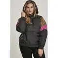 Urban Classics Damen Winterjacke Ladies AOP Mixed Pull Over Jacket Black/Leo-XS - Schwarz - XS