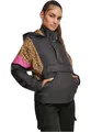 Urban Classics Damen Ladies AOP Mixed Pull Over Jacket Jacke, Mehrfarbig (Black/Leo 01945), X-Small (Herstellergröße: XS)