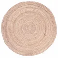 Marrakesch Jute Teppich rund Ø 100 cm Natur handgeflochten | Boho runder Juteteppich für Wohnzimmer oder schlaffzimmer Abril Beige Hell