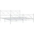 vidaXL Bettgestell mit Kopf- und Fußteil Metall Weiß 193x203 cm 376575