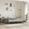 Bettgestell Mit Kopf- Und Fußteil Metall Weiß 193x203 Cm Vidaxl