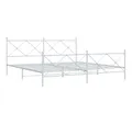 vidaXL Bett Bettgestell mit Kopf- und Fußteil Metall Weiß 193x203 cm