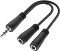 Hama - Audio-Splitter - mini-phone stereo 3,5 mm männlich zu mini-phone stereo 3,5 mm weiblich - 15cm - Schwarz (00200349)