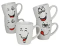 EDCO Tasse Kaffeebecher mit Smiley-Gesicht 300ml Kaffeetasse Kaffeepott Teetasse, Keramik