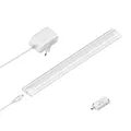 ledscom.de LED Unterbau-Leuchte SIRIS weiß matt mit Netzteil und Bewegungsmelder, flach, 30cm, 370lm, weiß