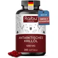 Krillöl Kapseln hochdosiert, 200 Softgels, Kein Fischgeschmack RAIBU