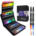 Artecho Dual Brush Pen Set 72 Farben mit Schwarzer Tragetasche, Filzstifte Dicke und Dünne, Pinselstifte set, Stifte für Bullet journal, Kalligraphie, Manga, Malbücher und Handlettering