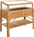 tectake® Hochbeet aus Holz, mit Ablage und Frühbeet-Aufsatz 119 x 57 x 124 cm