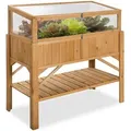 tectake Hochbeet Pflanzenkasten mit Ablage und Frühbeet-Aufsatz 119x57x124cm, aus Holz, mit Ablage und Frühbeet-Aufsatz braun 130,00 l | 57,00 cm x 90,00 cm x 119 cm