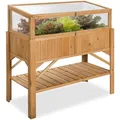 tectake® Frühbeet Aufsatz aus Holz, witterungsbeständig, Schutz vor Wind und Wetter, Frühbeetaufsatz mit funktionellen Hohlkammerplatten, 115 x 53 x 34 cm, kombinierbar Hochbeet 403232