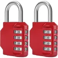 Vorhängeschloss, Zahlenschloss, Kombinationsschloss, rotes Metall 2er Pack