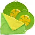 Kochblume Spar-Set für Töpfe von 14 bis 24 cm mit Microfasertuch als Set in der bunten Box | Silikon Überkochschutz für Töpfe und Pfannen (Limette)