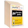Creative Deco 5 x A4 Sperrholzplatte 15mm | 300 x 210 (+/- 2) mm | Birkensperrholz Dünne Holz-Zuschnitte | Perfektes Blatt für Laubsäge, Brandmalerei, Laserschnitt, CNC Router