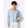 creation L Klassische Bluse Langarmbluse blau 42
